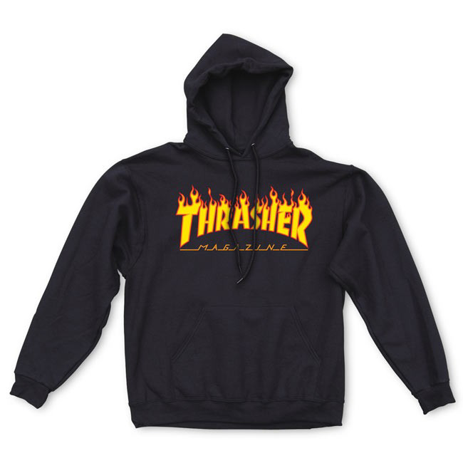 THRASHER SWEAT FLAME HOOD BLACK