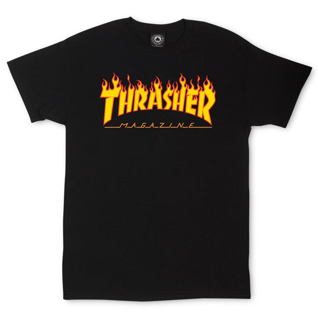 THRASHER T-SHIRT FLAME BLACK