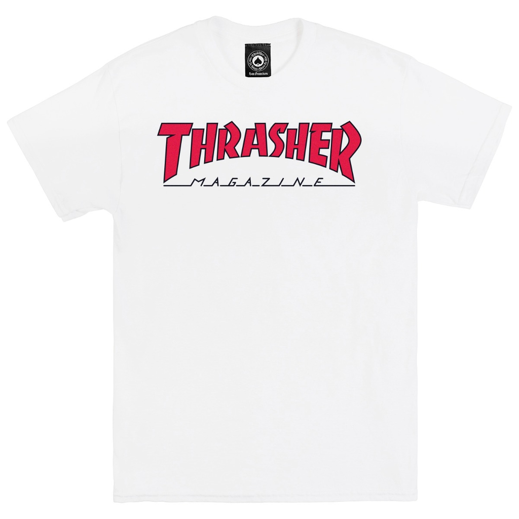 THRASHER T-SHIRT OUTLINED WHITE RED