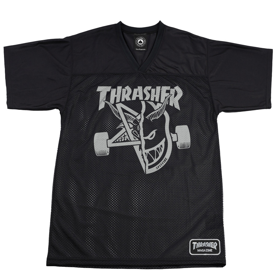 T-shirt Thrasher x Spitfire Thrash & Burn jersey mesh noir